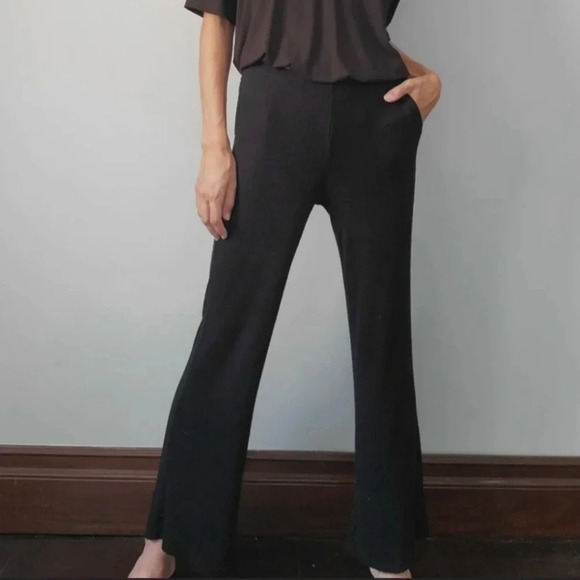 NEW Lblc The Label Erin Rib Knit Wide Leg cozy  black Pants size small - Picture 1 of 9